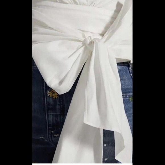 Sunday in Brooklyn x Anthropologie V-Neck White Wrap Top Women's Medium NEW - Picture 8 of 10